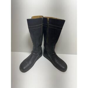 Vtg Born Boots Leather Riding Equestrian Tall Side Zipper Flat Sz 9/40.5